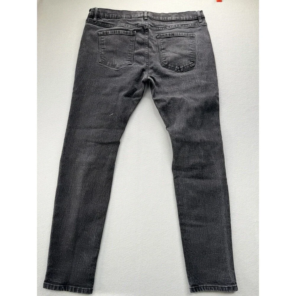Fashion Nova  Distressed Skinny Jeans Black Mens 38x30 Stretch Ripped Denim